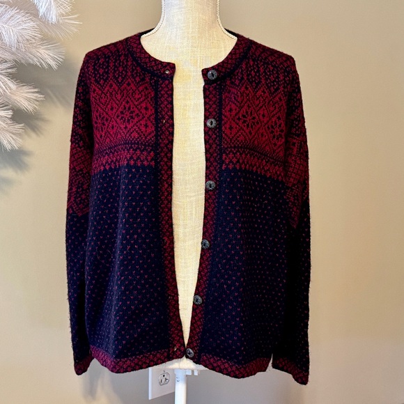 Alpaca Imports Sweater Cardigan Handmade Alpaca Wool Black Red Women’s XL - Picture 3 of 9